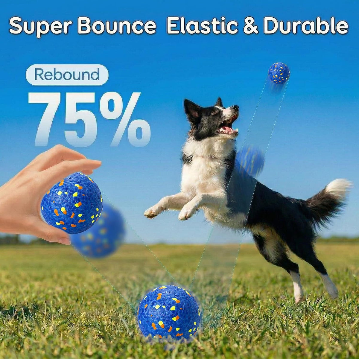 Dog Balls, Indestructible Dog Tennis Balls for Aggressive Chewers – Essentials for Dogs - White & Yellow (2-Pack) / Medium (3" diameter) - image 3