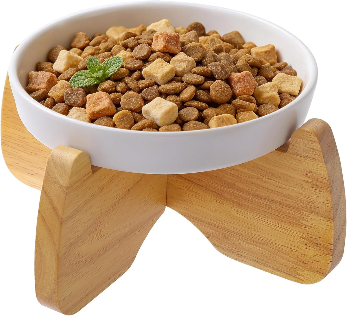 Ceramic Slow Feeder Cat Bowl 6.3" Wide – Essentials for Cats - Raised Flat Bowl (1 Pack)