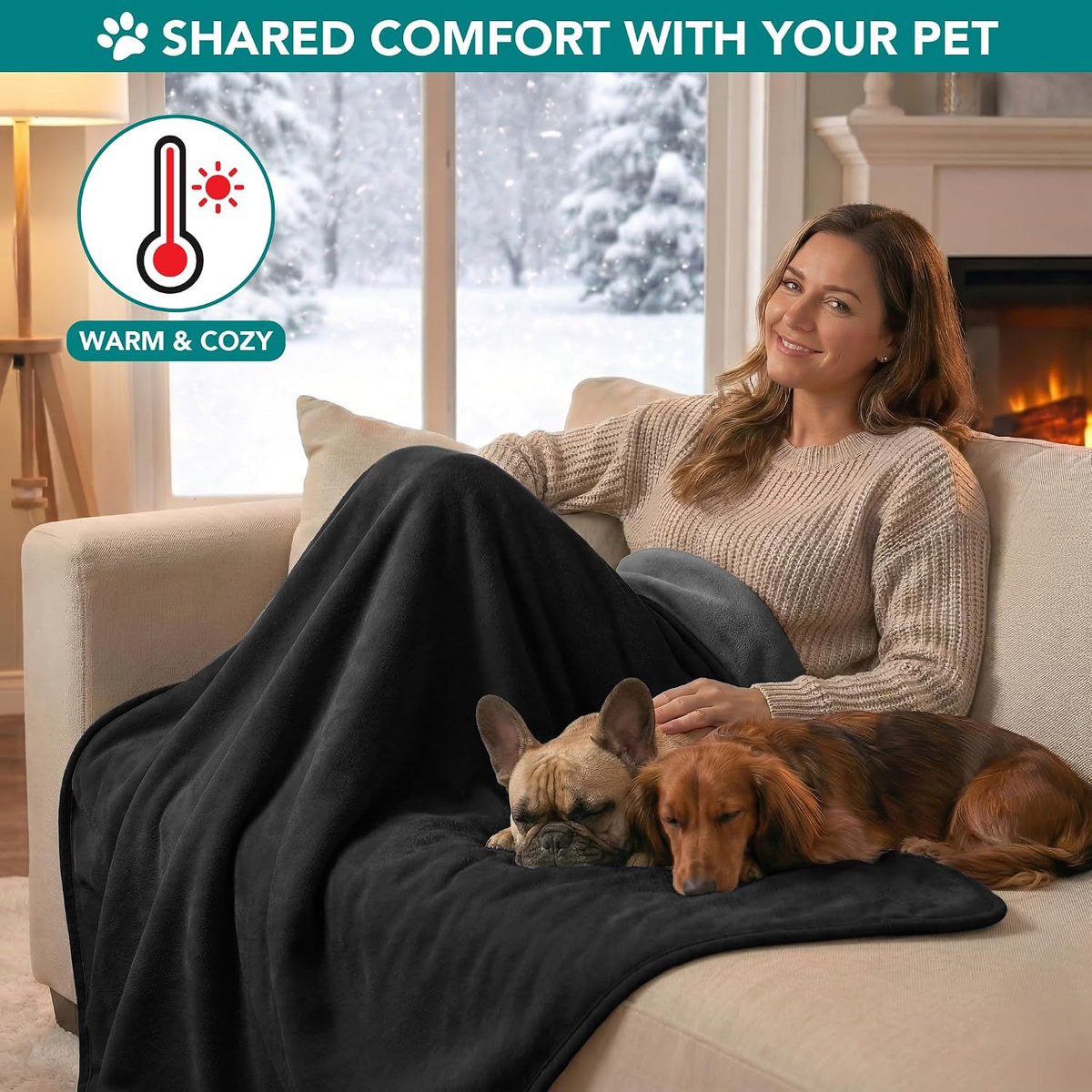 PetAmi Waterproof Dog Blanket, Leakproof Pee Proof Cat Blanket - Black/Gray / Medium (29x40) - image 4