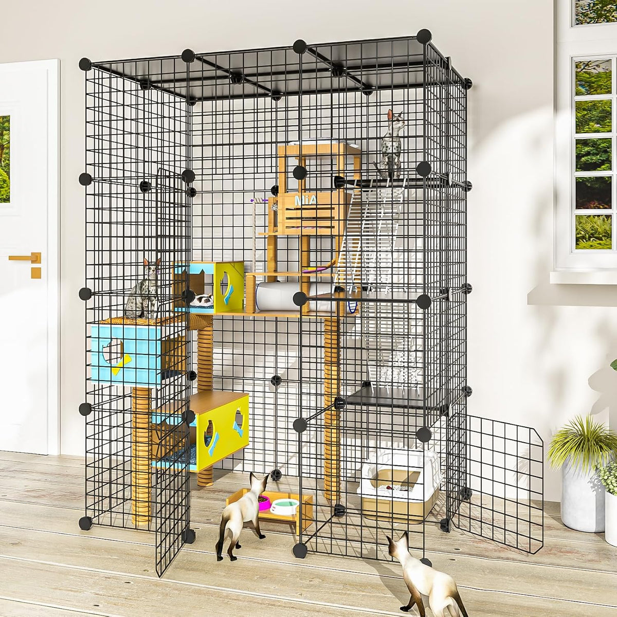 Cat Large Enclosure, DIY Catio Ideal for 1-3 Cats - 41.0"L x 28.0"W x 55.0"H