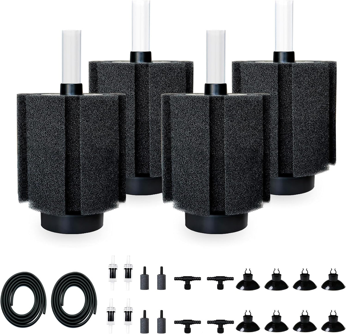 2 Pack 60-70 Gal Aquarium Sponge Filter with Air Stone – Essentials for Fish - Medium(4 Pack) for 50-80 Gal