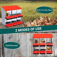 Nesting Boxes for Chickens, Chickens Laying Boxes for Chicken Coop, 6 Compartments Chicken Nesting Boxes, with Removable Tray, Easy Cleaning, for Hens Outdoor Chicken Coop Farm Yard, Red