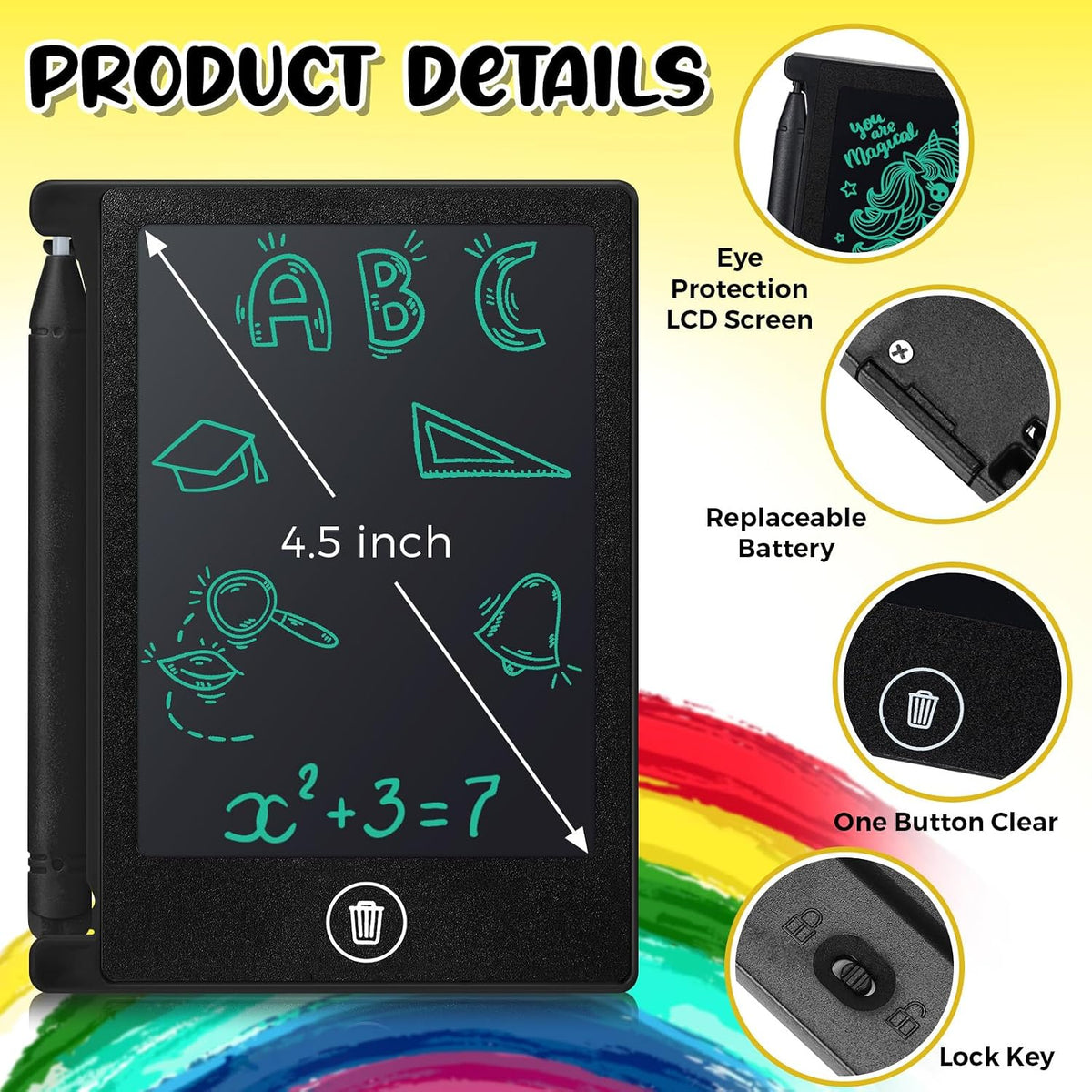 Zhehao 24 Pack 4.5" LCD Writing Tablet for Kids - Black / Classic - image 2