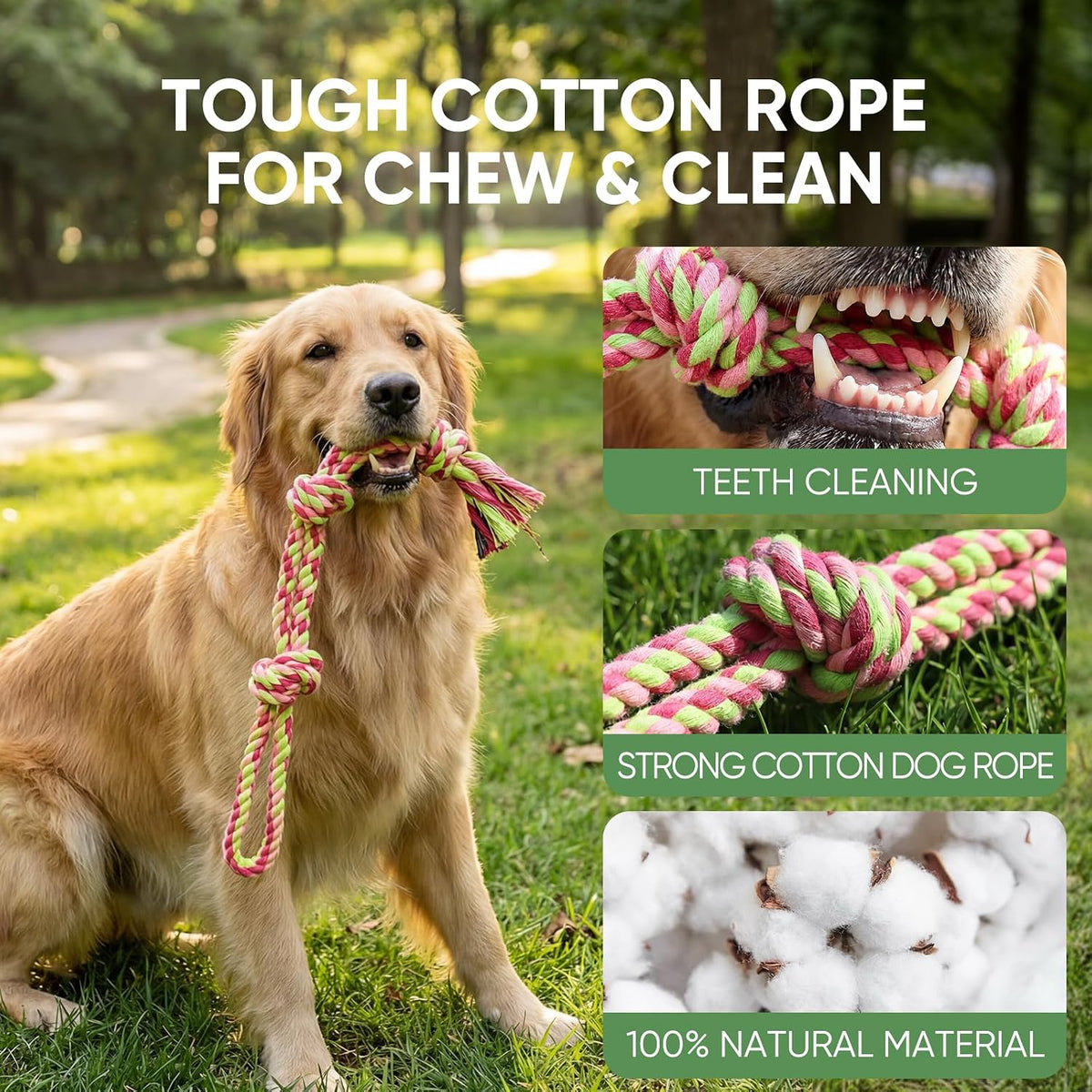 Aitmexcn Large Dog Toys for Aggressive Chewers - 10 Pack Chew Tug-Small - image 3