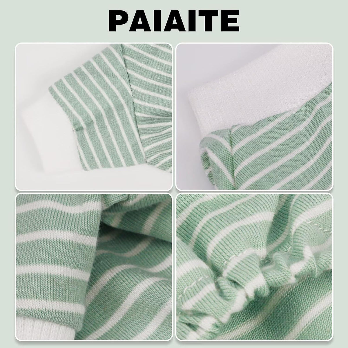 Blue Striped Dog Pajamas: 4-Legged Cotton Stretchable Jumpsuit Pjs - Black Striped / 2XL-(26~38lb) | Chest(~25.5") - image 4