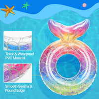 MoKo Pool Floats, Mermaid Inflatable Swim Tubes Floaties – Fun for Kids & Family - Rainbow Silver Scales / 70# - image 2
