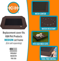 K&H Outdoor Elevated Dog Bed Pet Cot Replacement Cover - Chocolate/Black Mesh / Medium 32 X 25 Inches - image 4