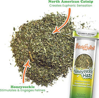 Meowijuana Honey Bee Bundle | Get Buzzed Honey Bee Wand Toy and Honeysuckle Haze Catnip Blend | Promotes Play and Cat Health | Includes North American Organic Catnip
