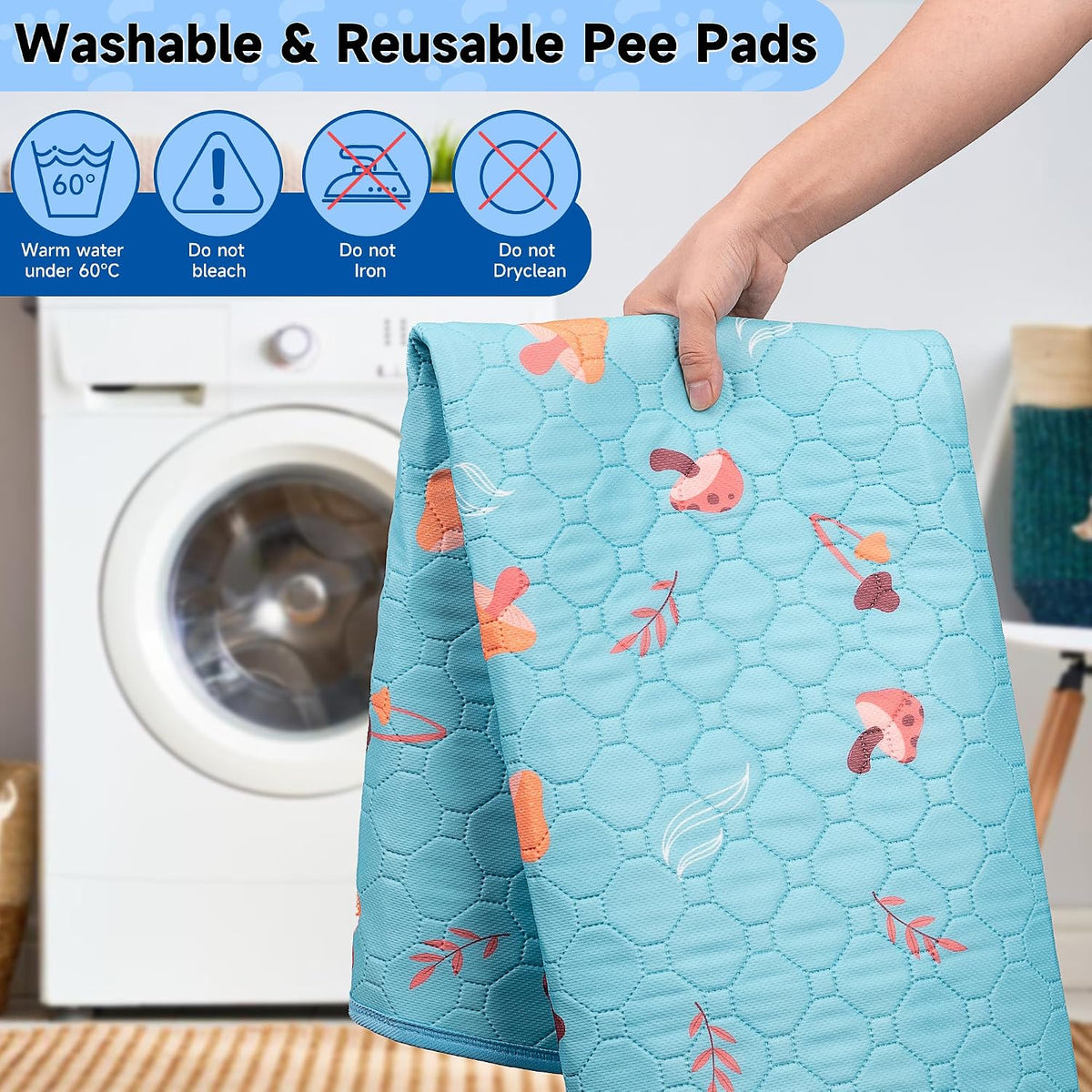 4 Pack Washable Pee Pads for Dogs - Blue / 18x24 Inch (Pack of 4) - image 4