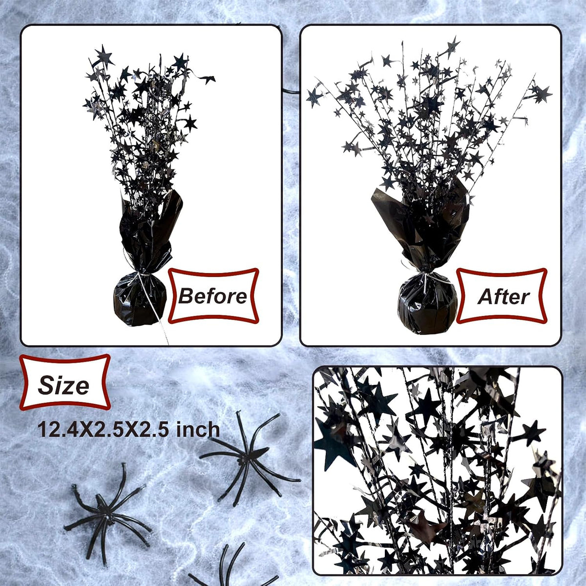 FUBININA Birthday Party Centerpieces Table Decorations Metallic Foil - Black - image 3