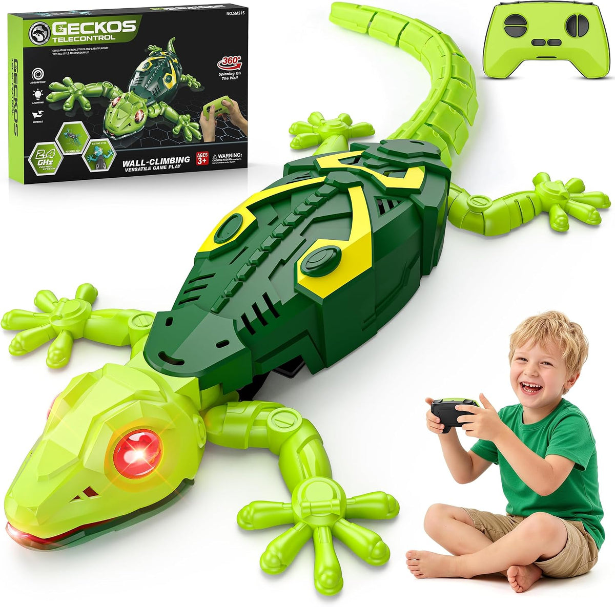 RC Wall Crawler Gecko, Wall Climbing Gecko Toy for Kids 360° Rotating – Fun for Kids & Family