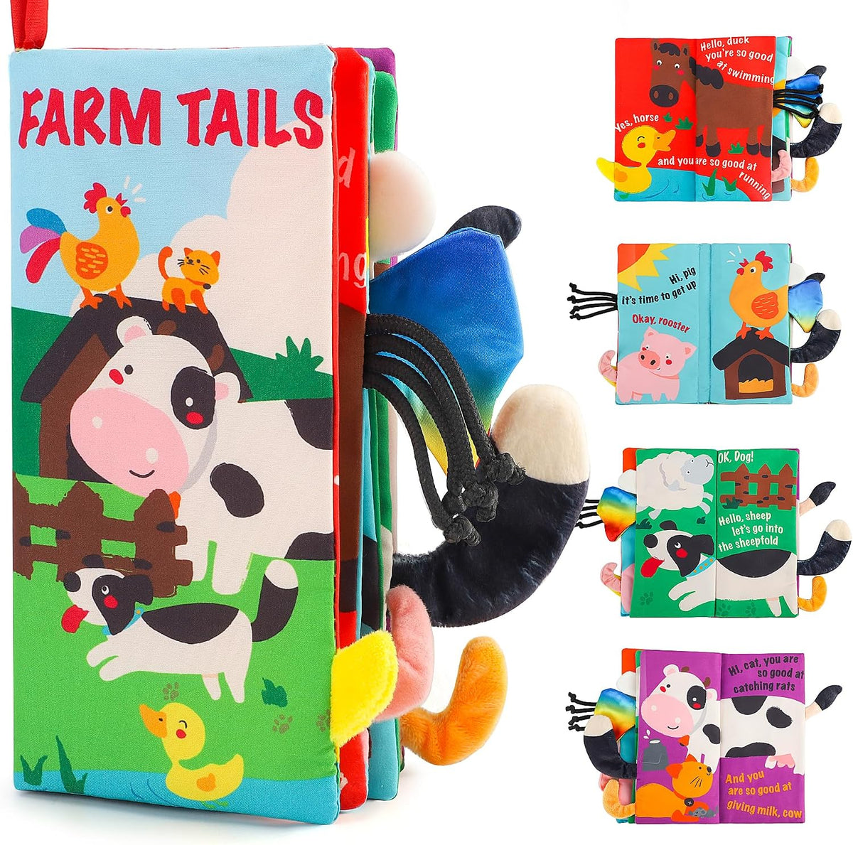 beiens Baby Books Toys, Tummy Time Touch and Feel Sensory Toys for Infant – Fun for Kids & Family - Farm