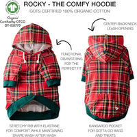Rocky – The Orginal Lightweight Hooded TEE 100% Organic Cotton Dog Hoodie Pet Coat Sweater for Small, Medium, Large Dogs, Royal Stewart Plaid, Medium