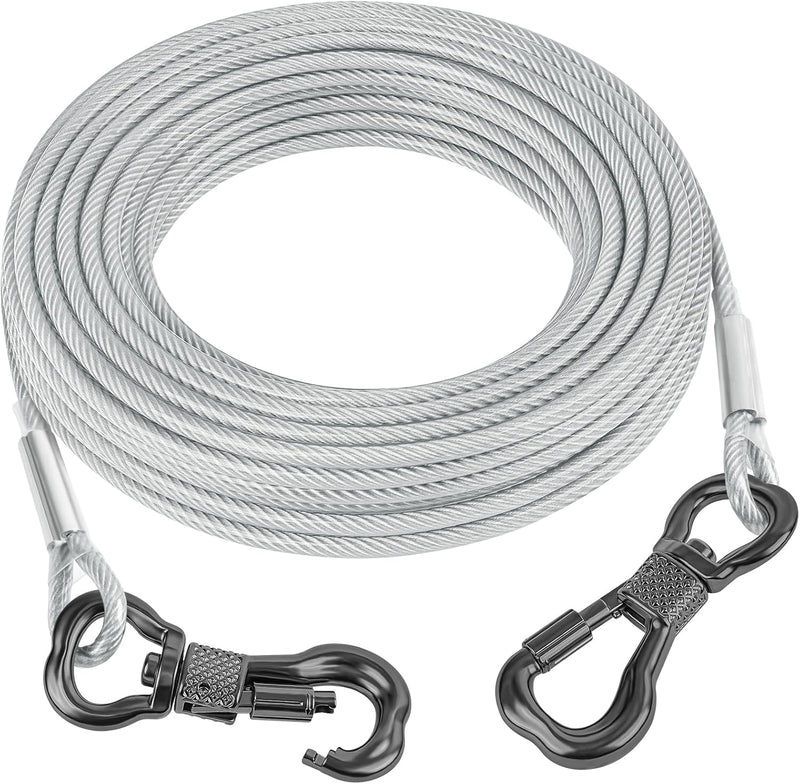 15FT Reflective Tie Out Cable for Dogs Up to 250 Pounds - 250lbs 80FT 0.2IN / Silver