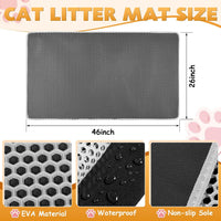 Cat Litter Mat 24"x15", Double Layer Waterproof Litterbox Mat - 46x26 Inch / Gray - image 4