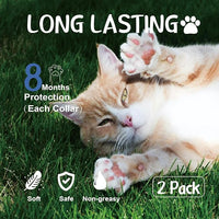 Flea Collar for Cats, Flea and Tick Collars for Kittens, Flea & Tick Treatment Prevention, Natural Essential Oil, 2 Pack, 16 Months Protection, One Size Fits All, Waterproof