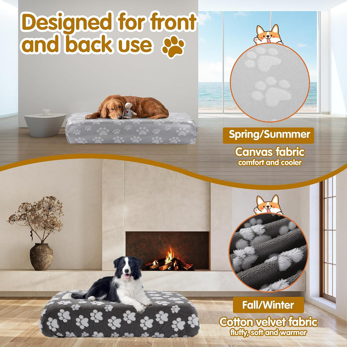 BALAPET Washable Dog Bed Cover 100% Waterproof - 36x27x6in (Pack of 2) / Dark Gray - image 4