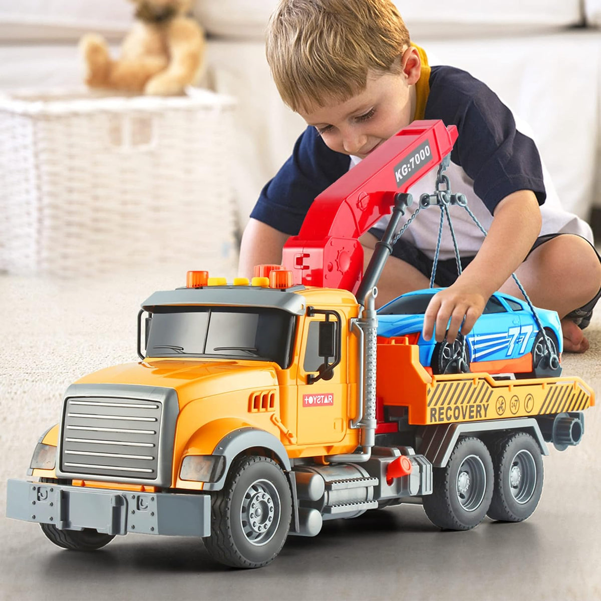Dwi Dowellin Kid Trucks Toys for Boys Age 3-5 - tow truck - image 2