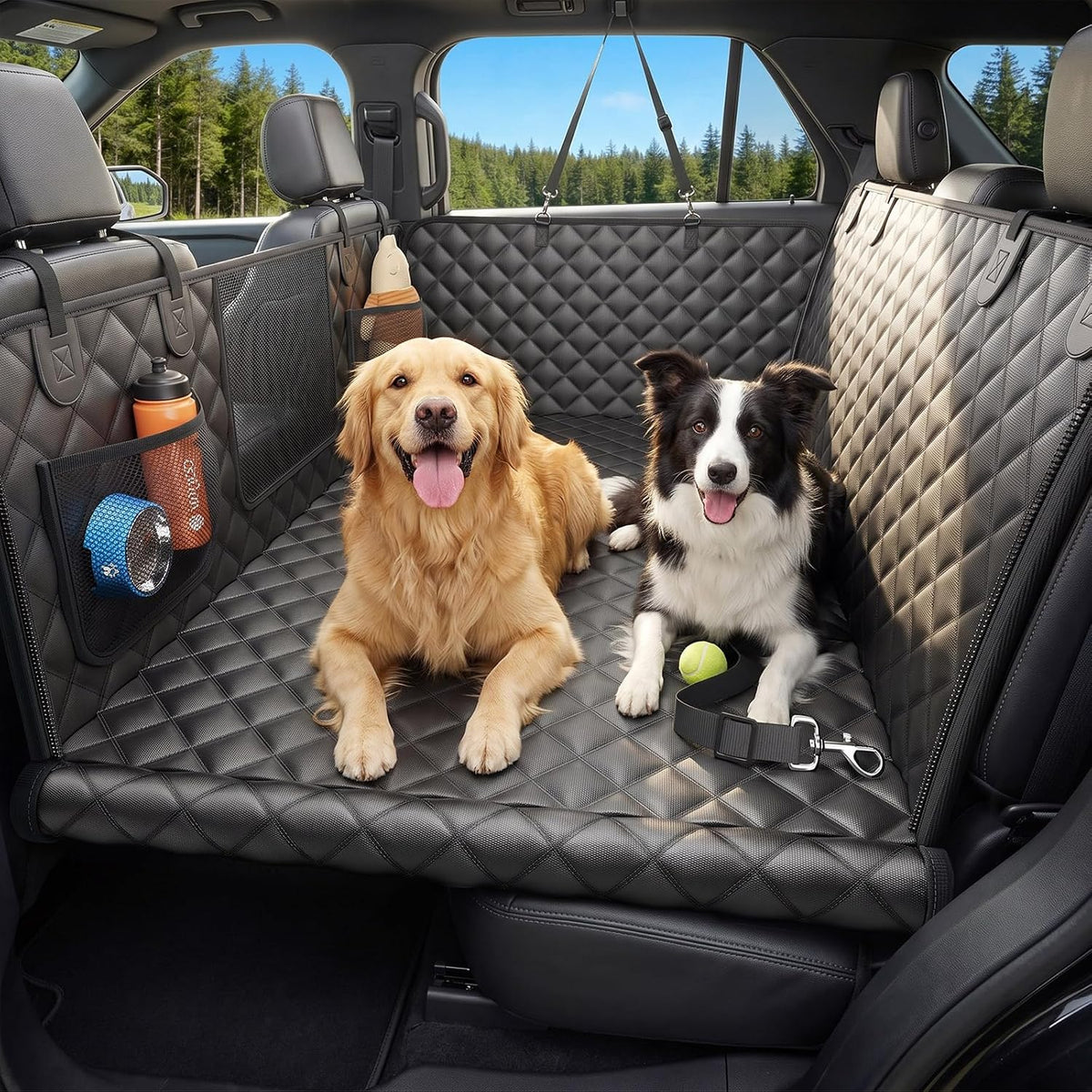 Wigoo Dog Truck Seat Cover for Back Seat, Hard Bottom Support - Black / L - SUVS,Medium Trucks