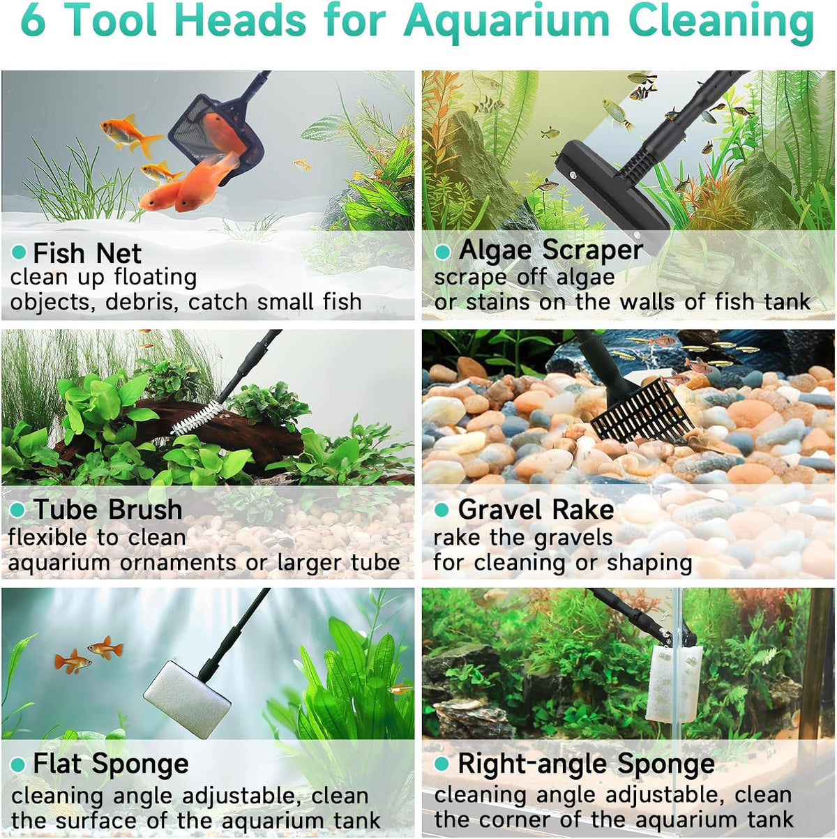 hygger 6-in-1 Aquarium Cleaning Tools - Medium - image 2