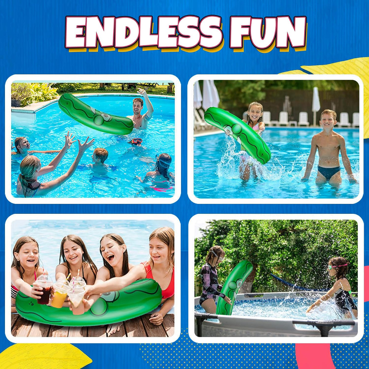 Bedwina giant 36 inch green inflatable pickle with smiling face - view 4