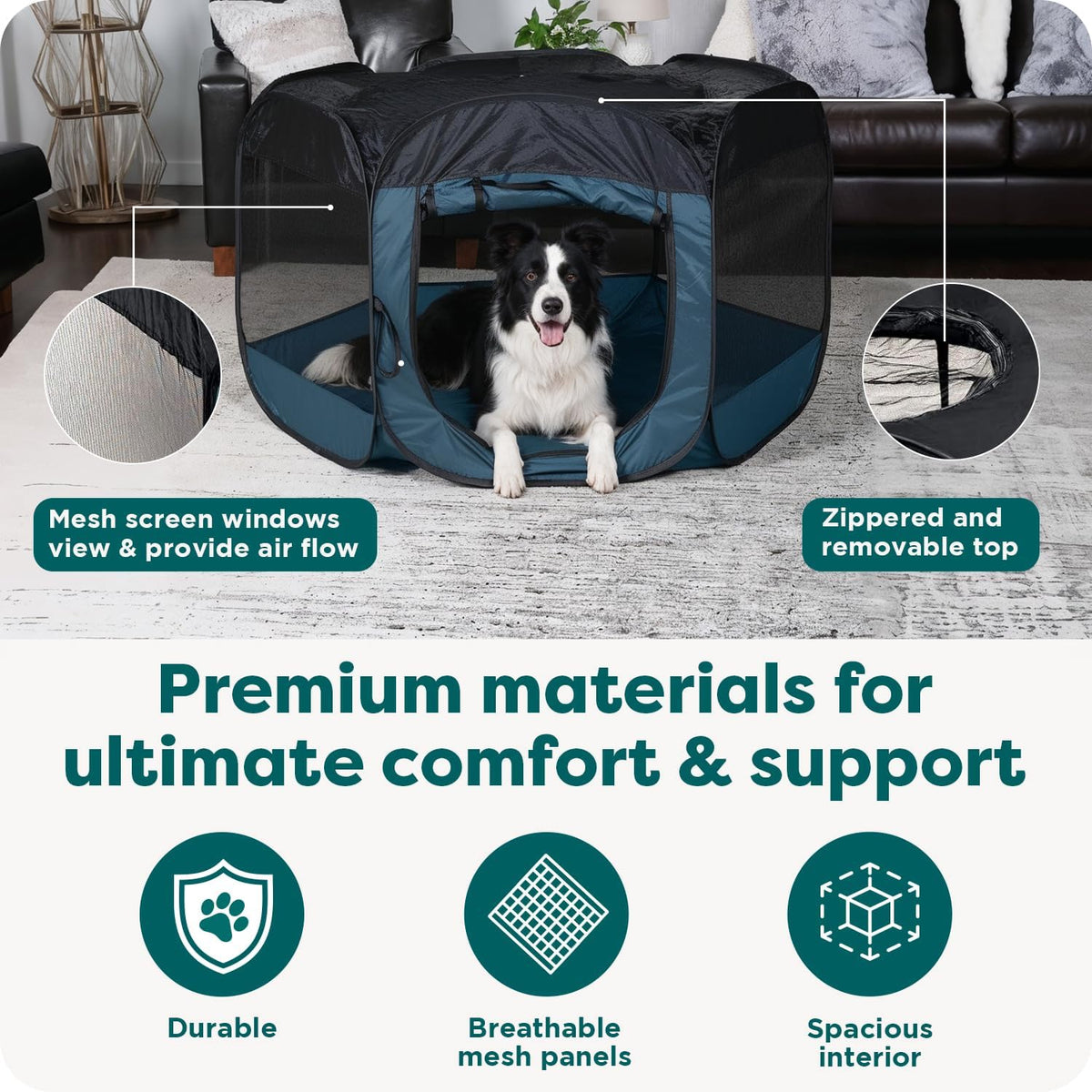 FurHaven Soft-Sided Dog & Cat Playpen - Gray / Extra Large - image 3