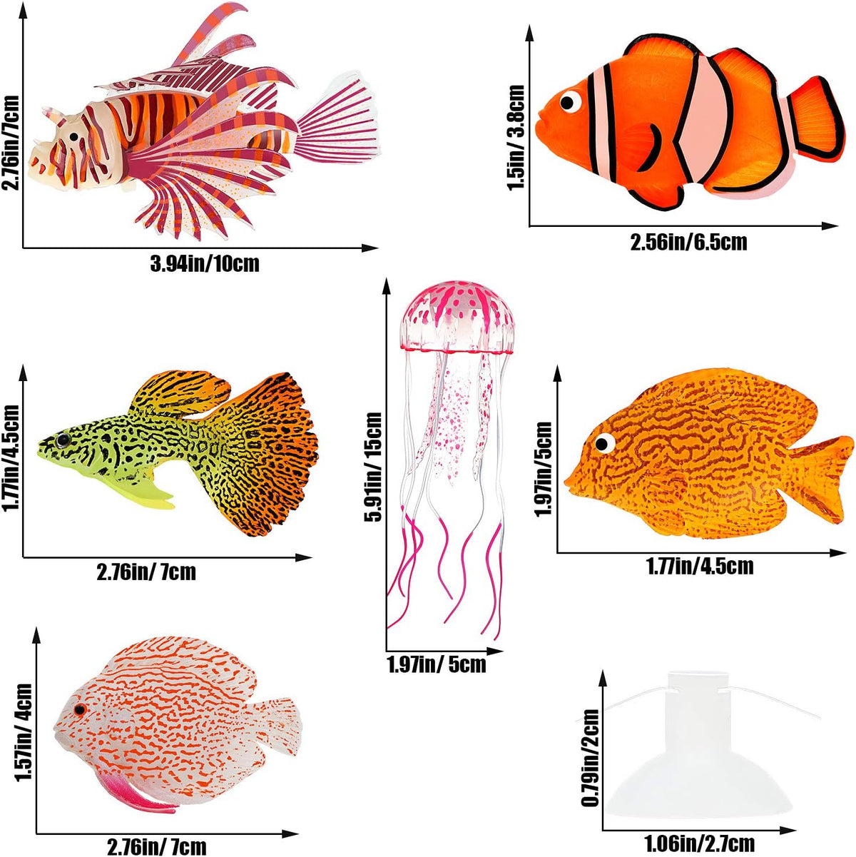 Weewooday 7-piece artificial fish aquarium decor set with glowing effect - view 4