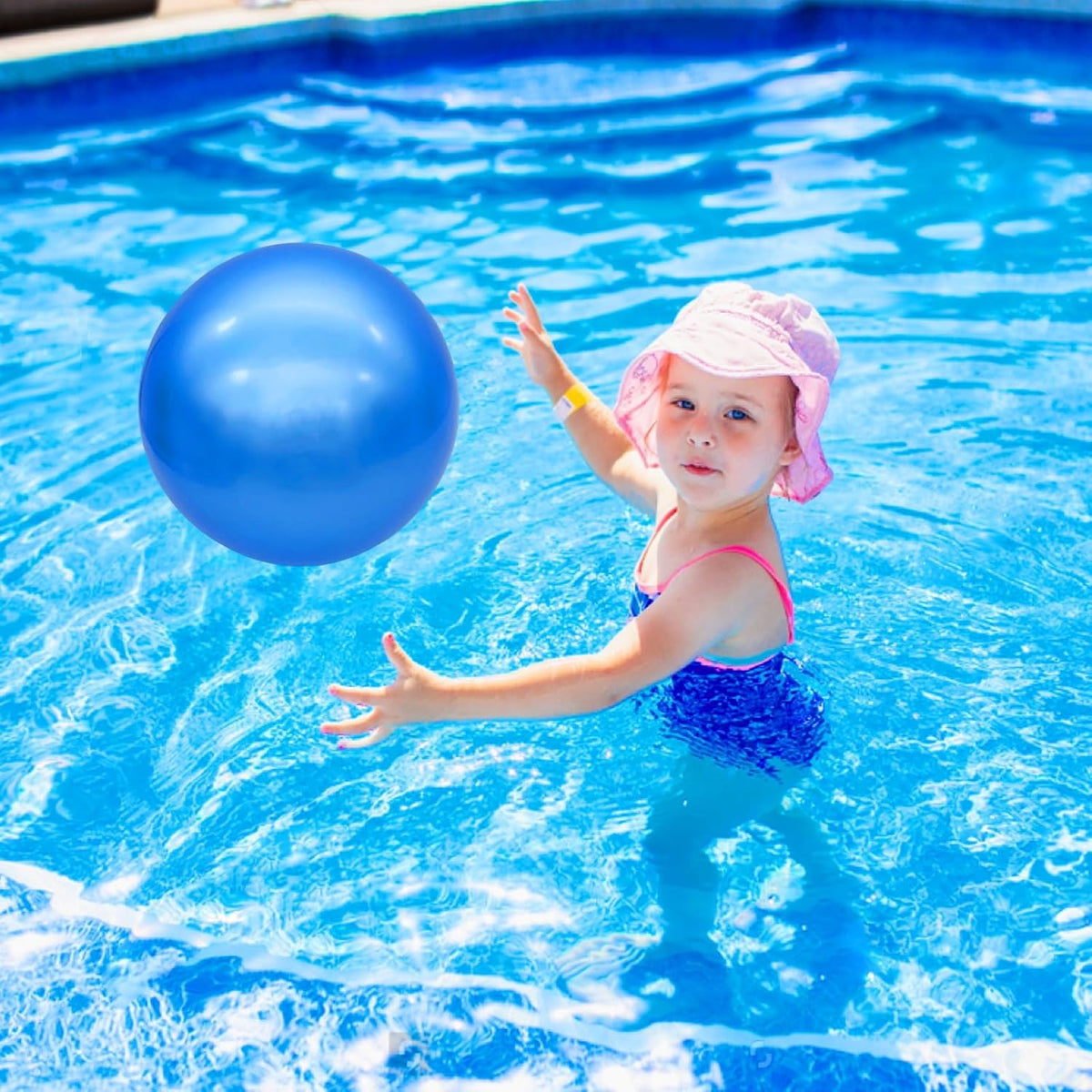 2 Pcs Playground Balls for Kids, Inflatable Bouncy Balls, Red - Solid red, Solid blue / 9 inch - image 3