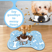 Dog Cat Food Mat, Rapid Absorbent Pet Feeding Mat - 24"L x 16"W / Bone Shaped Blue - image 4