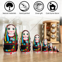 AEVVV set of 6 hand painted Ukrainian nesting dolls in vyshyvanka dress - view 4