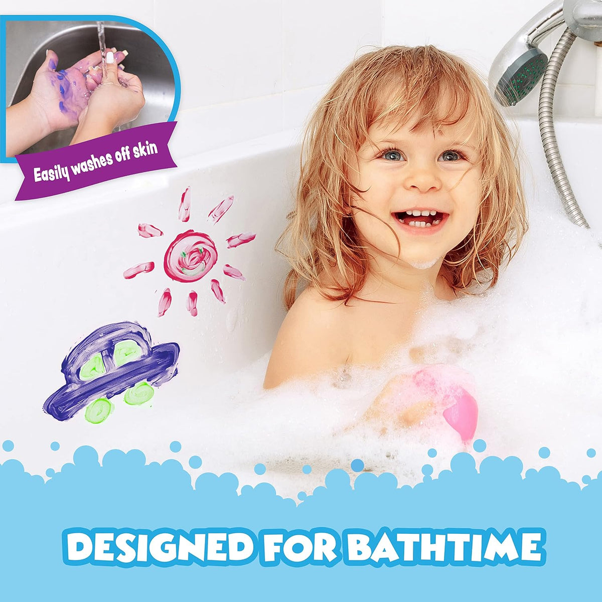 Tub Works Bath Paint Soap Bath Toy, Classic 6 Pack, Non-Toxic - Deep Bold - image 3