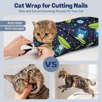 Paw Legend 27.6" Cat Wrap for Grooming Cat Wrap for Cutting Nails Cat - L(27.6'x27.6") / Alien Cat - image 3