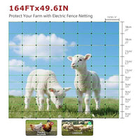 Electric Fence Netting, 49.6" H x 164'L, Electric Poultry Fence, Net Fencing Kit, Movable Livestock Nets for Yard,Backyards,Farms,Ranches, Energizer Not Included