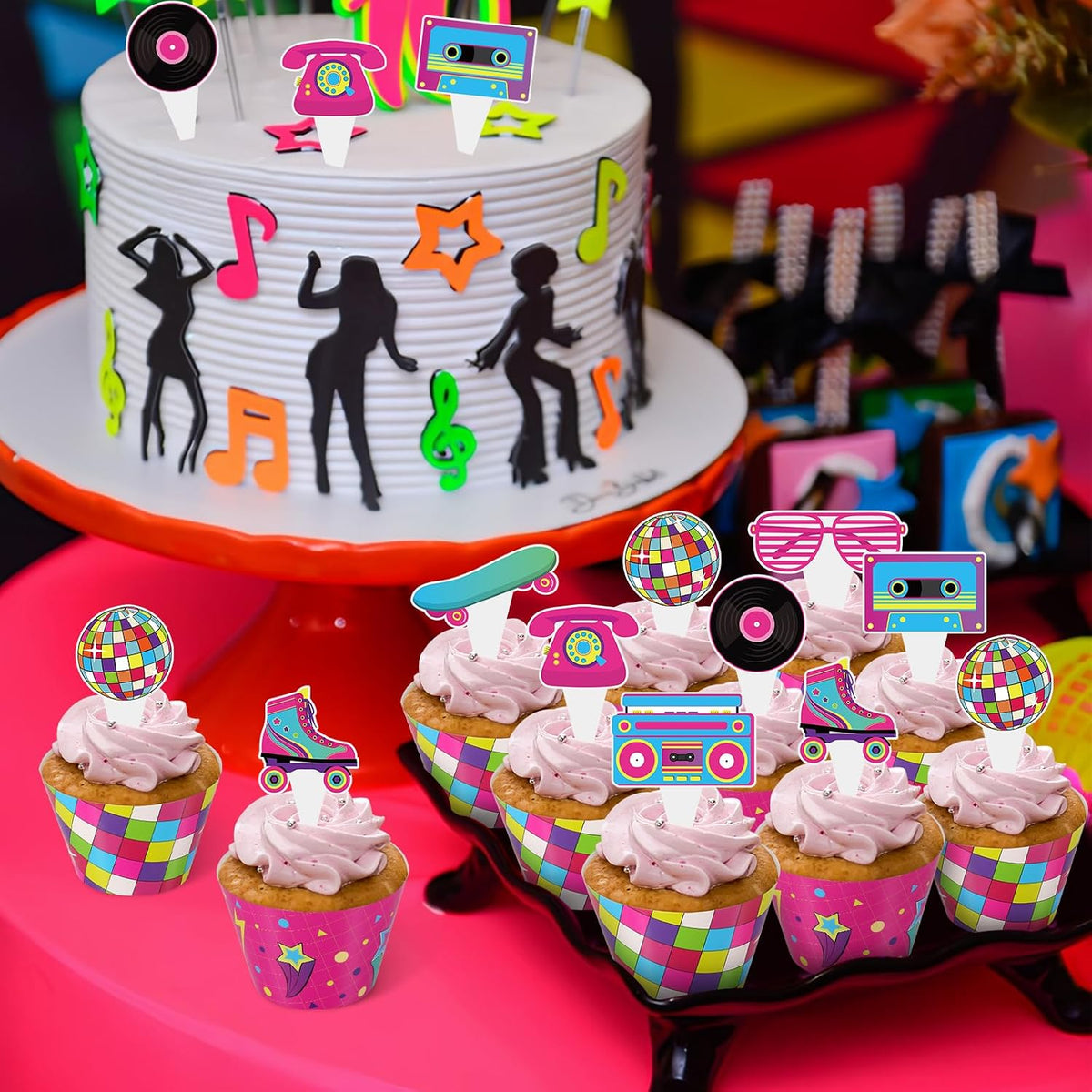 Hooqict carnival circus cupcake toppers and wrappers set, 48 pieces - view 19
