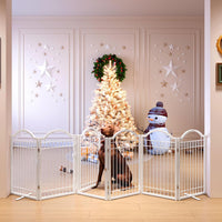 BHG Metal No-Assembly Freestanding Dog Gate with Door Walk Through - White / 6 Panels-S - image 4