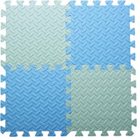 16 Tiles Foam Play Mat, Soft & Safe EVA Foam Mats for Floor - Bean Green/Light Blue - image 4