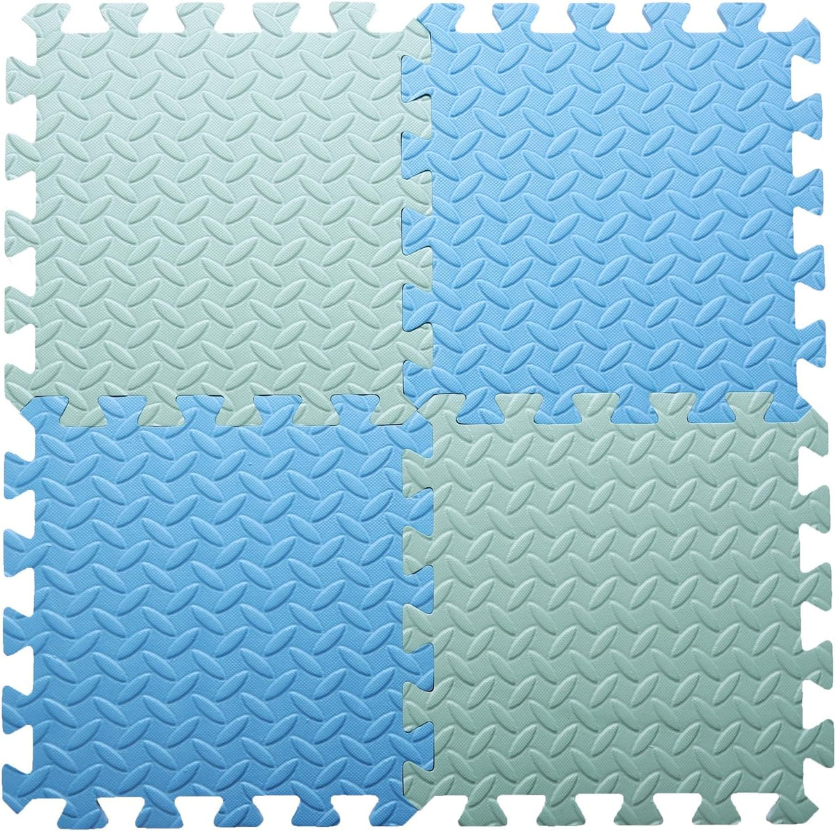 16 Tiles Foam Play Mat, Soft & Safe EVA Foam Mats for Floor - Bean Green/Light Blue - image 4