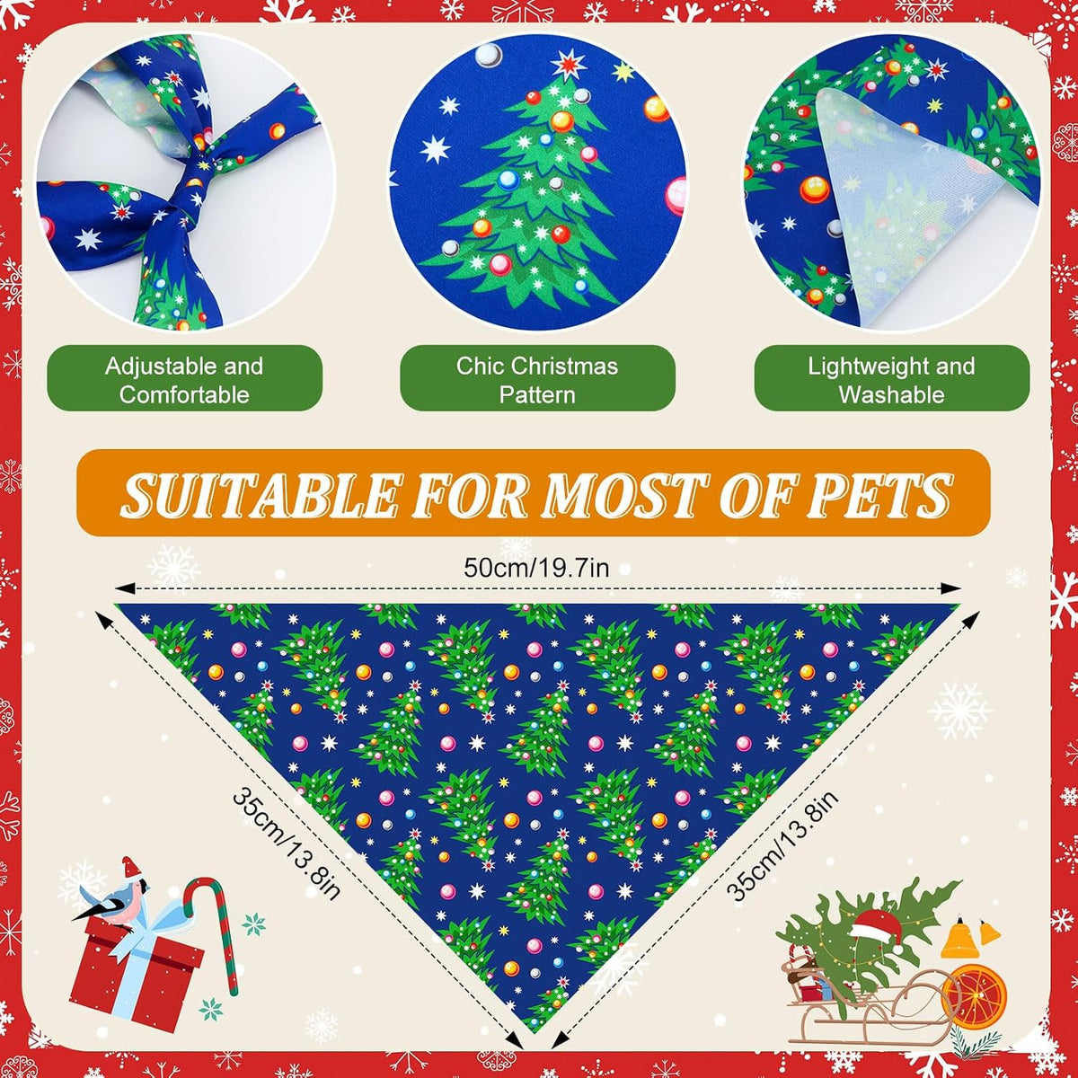 Abbylike 100 Pcs Fall Thanksgiving Dog Bandanas Bulk - Christmas / 31.5 x 21.7 x 21.7 Inch - image 3