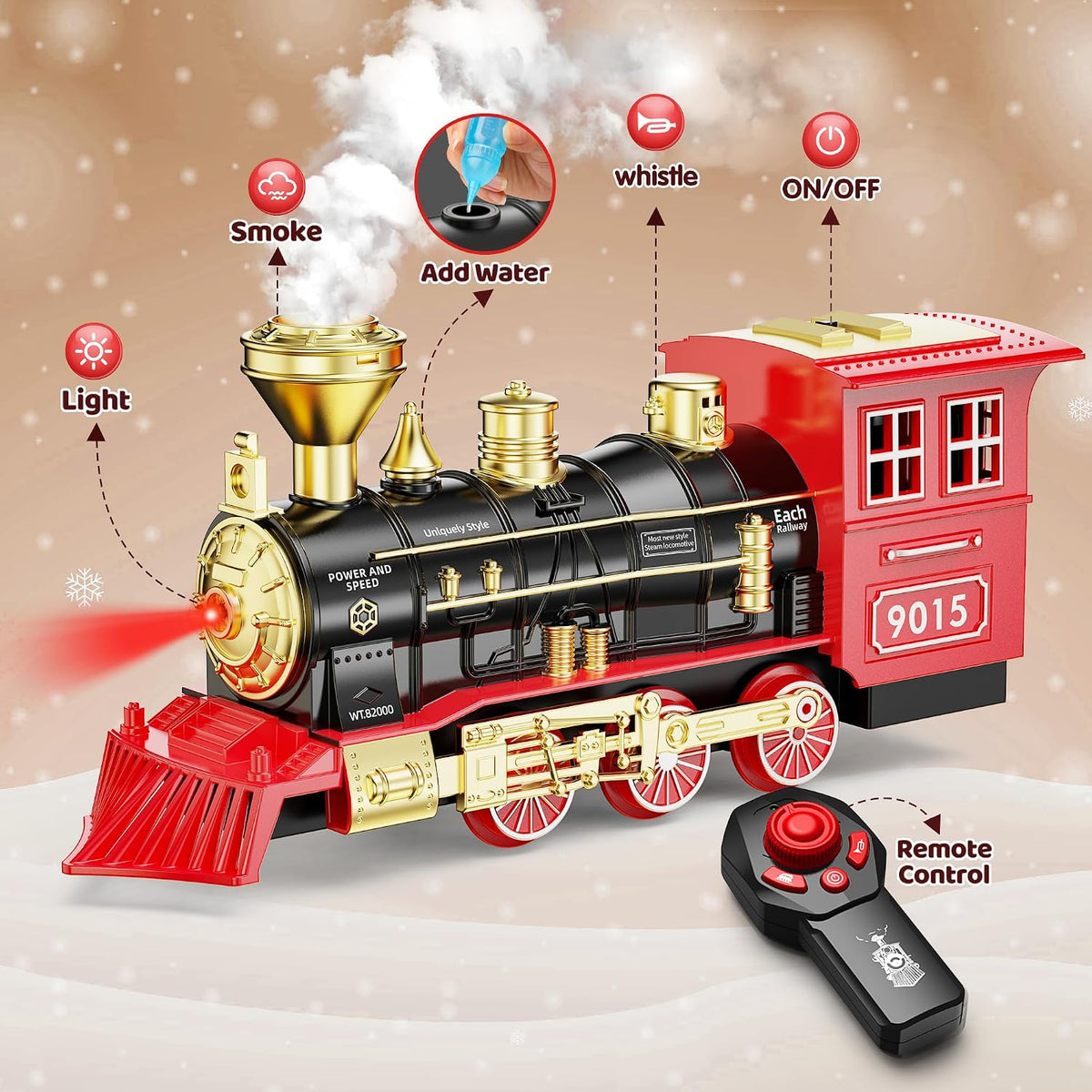 Hot Bee Train Set, Remote Control Train Toys with Smoke - Big - image 2