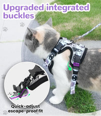 Cat Harness and Leash Set, Escape Proof Kitten Harness, Black - H604 Pro Moonlight Meow / Medium (13-18lb) - image 3