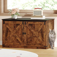 Hzuaneri Cat Litter Box Enclosure - Rustic Brown and Black / 39.4"L x 21.7"W x 23.6"H