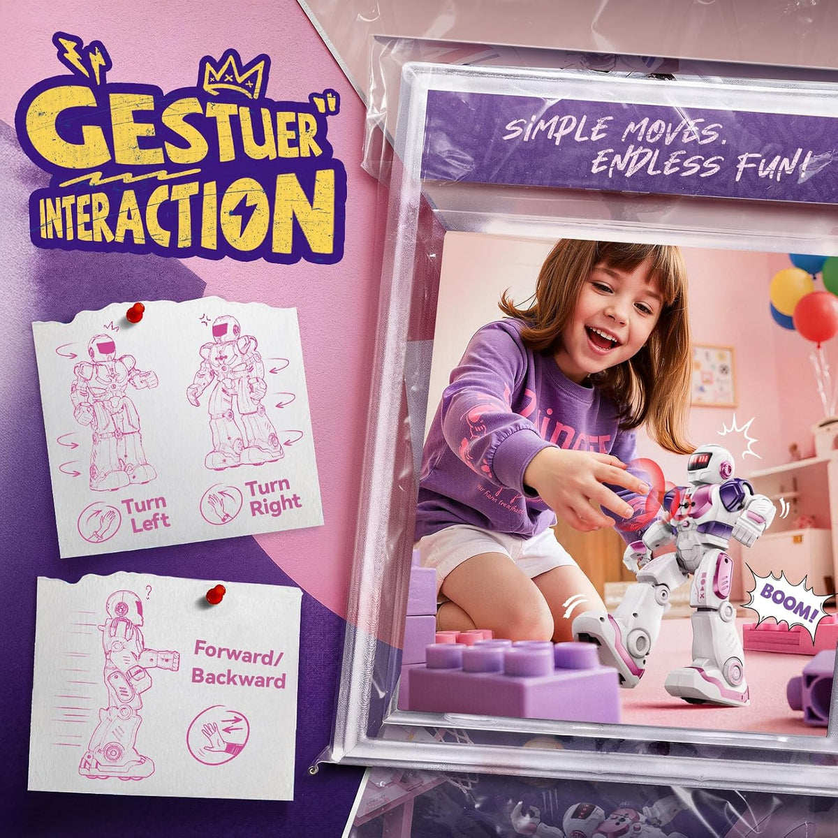 Ruko 6088 Robot Toys for Kids, Programmable - Pink-classic - image 2