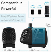 Uniclife 80 GPH Submersible Water Pump 4W 2.4ft High Lift Quiet Pump - 320GPH - image 2