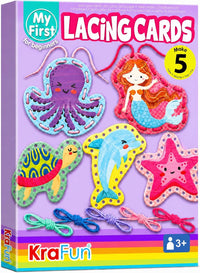 KRAFUN Princess, Unicorn & Mermaid Lacing Cards Age 3+ - Mermaid - Standard