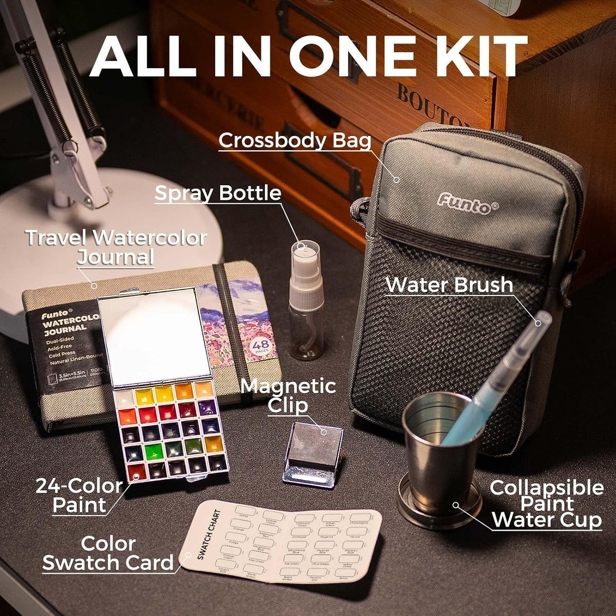 Funto Mini Watercolor Paint Set - 24-Color Mirrorlike Set - image 2