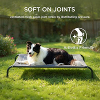 Bedsure Outdoor Elevated Dog Bed Large Sized Dog, Portable Indoor & Outdoor Cooling Raised Cot Pet Hammock Bed with Skid-Resistant Feet, Frame with Breathable Mesh, Brown, 49 inches