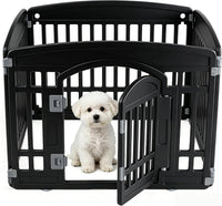 Sweetcrispy Dog Playpen, Plastic Puppy Pet Fence - Black / 4 / 24IN