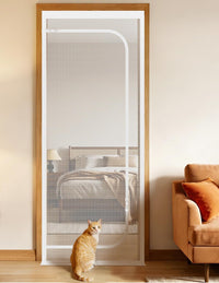 BFNN Cat Proof Screen Door, Extra Tall Mesh Gate - White / Fits Door Opening Size Up to 30''x 80''