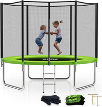 SKOK Trampoline for Kids,400LBS Outdoor Trampoline with Net-ASTM Approved Trampoline for Children - Bright Apple Green / 8FT