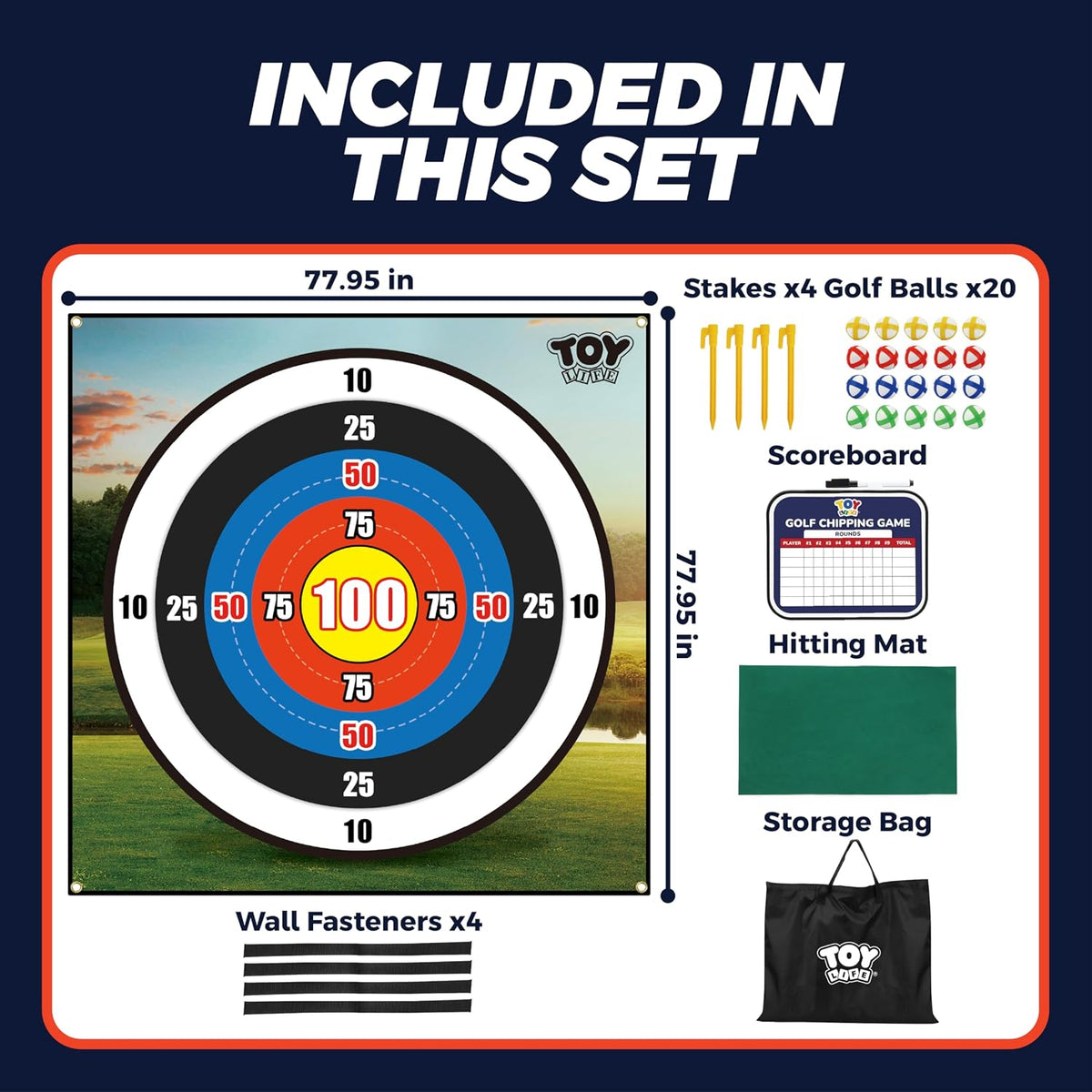 TOY Life Golf Chipping Mat Game, 20 Sticky Balls, Family Play – Fun for Kids & Family - Dart Board Style - image 3
